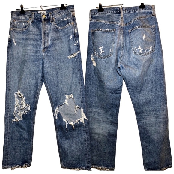 AGOLDE 90s Jean Distressed High Rise Relaxed Buttonfly, Size 28 - Picture 6 of 12